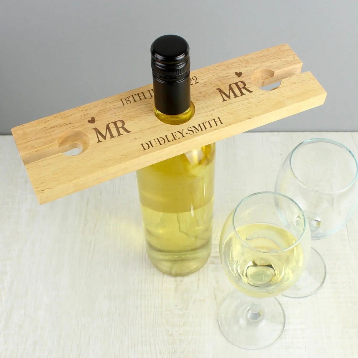 Personalised Married Couple Wine Glass & Bottle Holder: 3 - Barware By Gift Moments