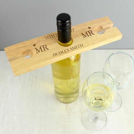 Personalised Married Couple Wine Glass & Bottle Holder: 3 - Barware By Gift Moments