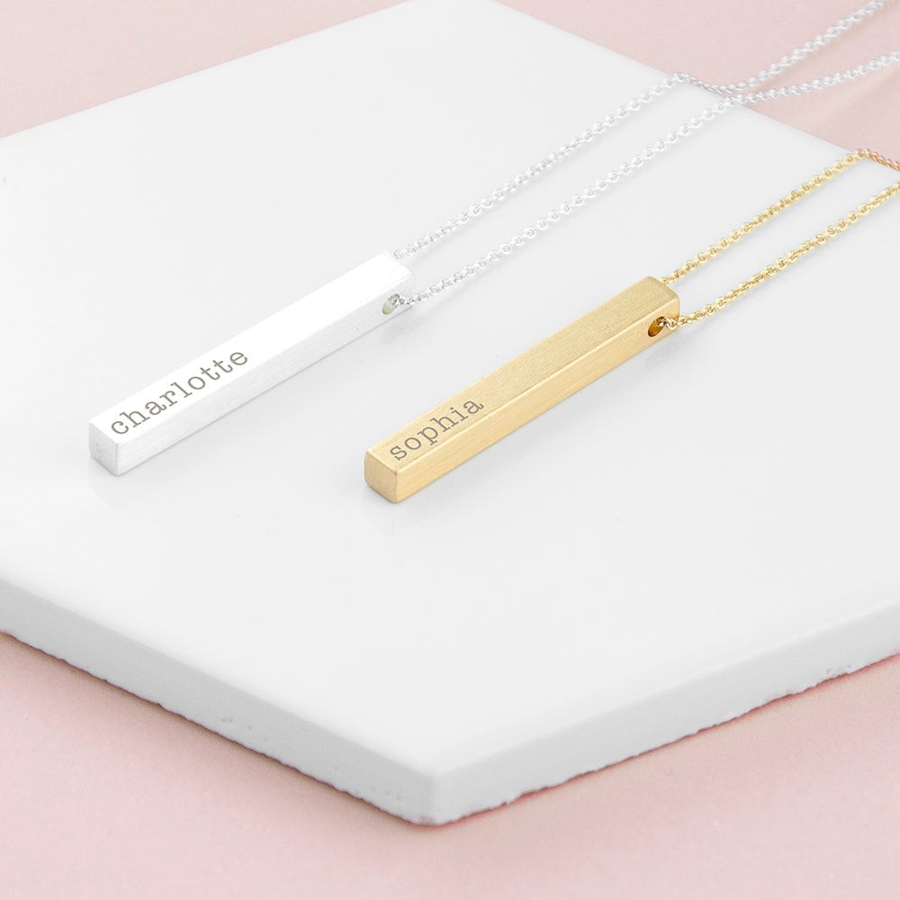 Personalised Matt Vertical Bar Necklaces: 5 - Necklaces By Gift Moments