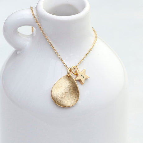 Personalised Matte Star and Drop Necklace: 3 - Necklaces By Gift Moments