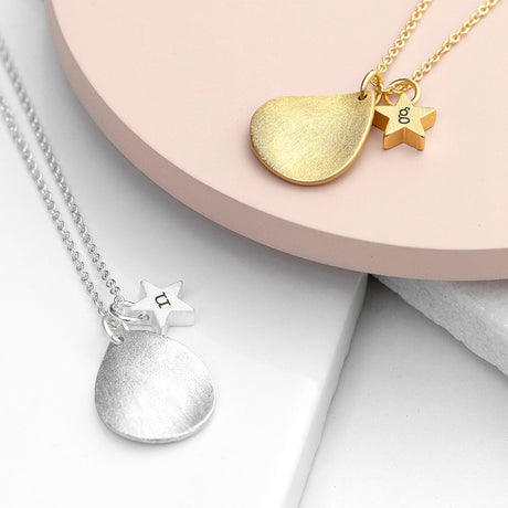 Personalised Matte Star and Drop Necklace: 1 - Necklaces By Gift Moments