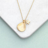 Personalised Matte Star and Drop Necklace: 4 - Gold - Necklaces By Gift Moments
