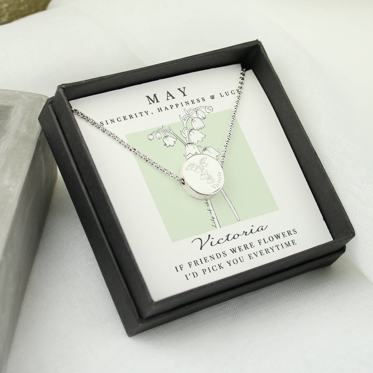 Personalised May Birth Flower Necklace and Box: 3 - Necklaces By Gift Moments