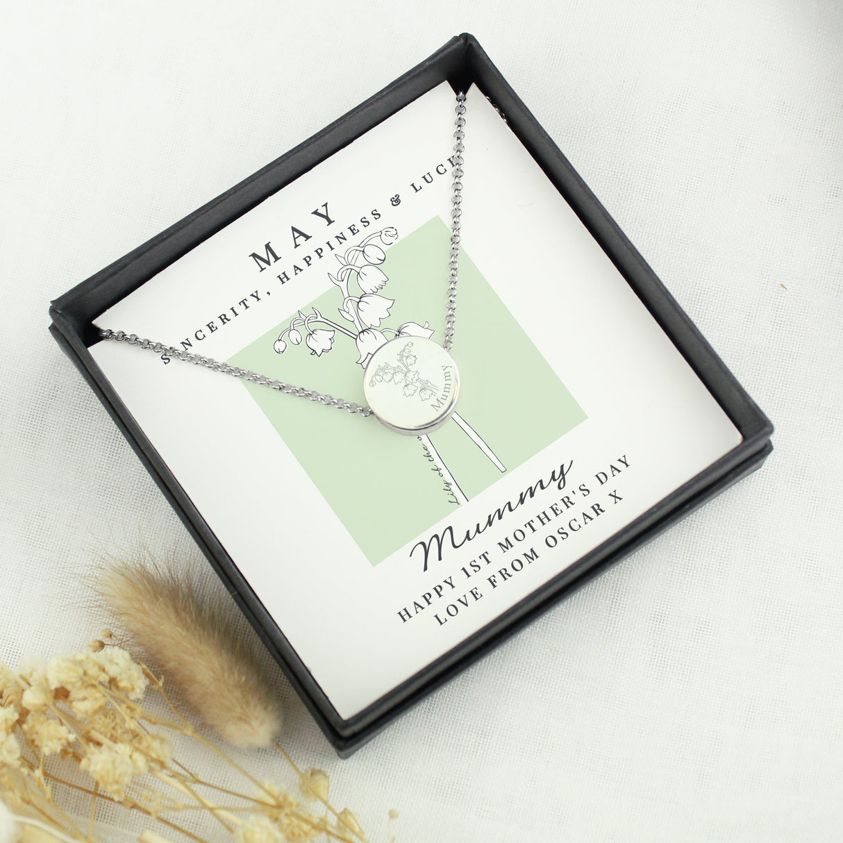 Personalised May Birth Flower Necklace and Box: 2 - Necklaces By Gift Moments