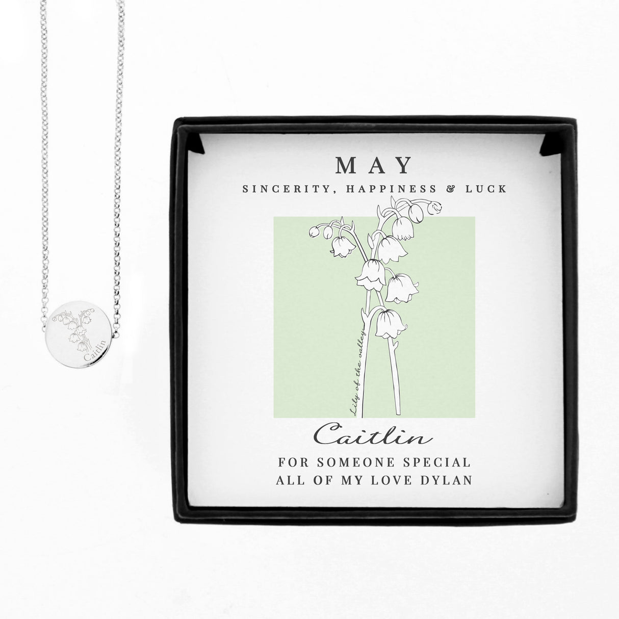 Personalised May Birth Flower Necklace and Box: 5 - Necklaces By Gift Moments