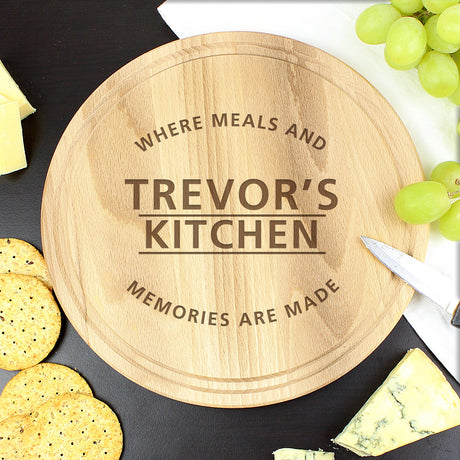 Personalised ’Meals and Memories’ Round Chopping Board: 3 - Chopping Boards By Gift Moments