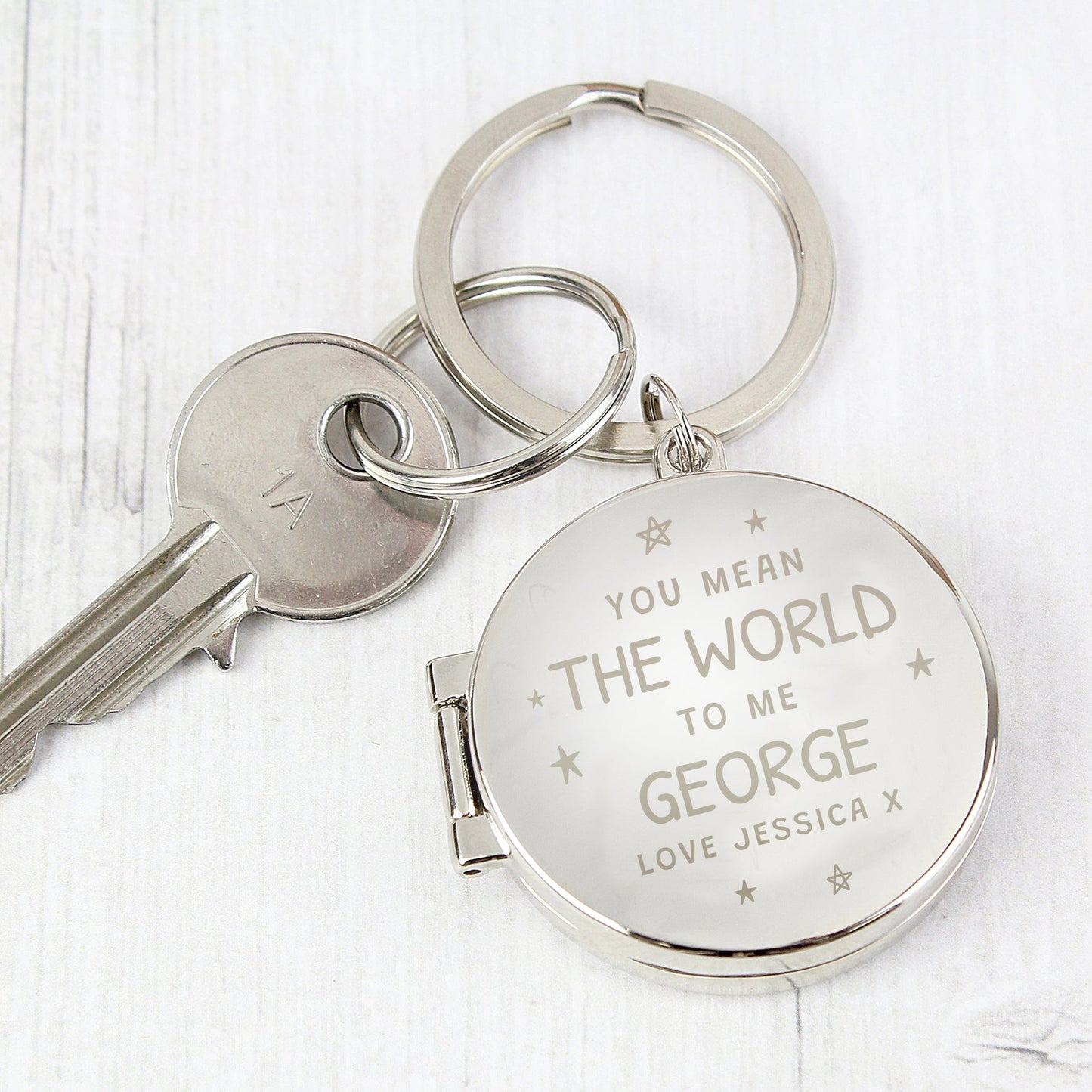 Personalised You Mean The World To Me Round Photo keyring: 1 - Keyrings By Gift Moments