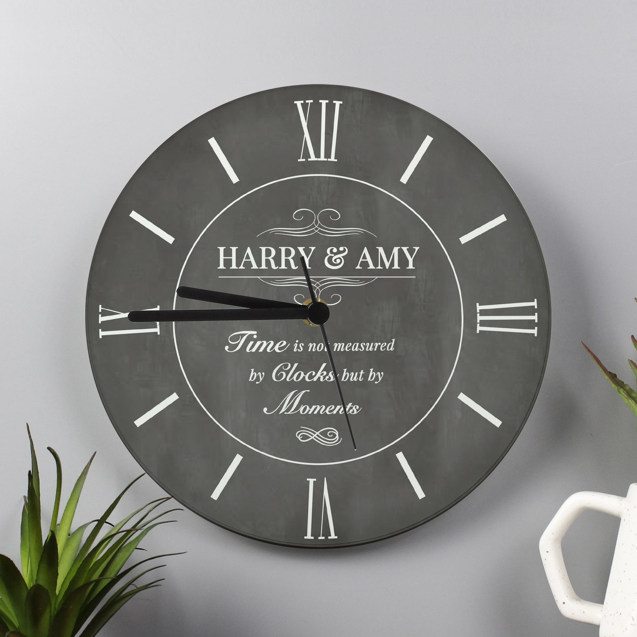 Personalised Measured In Moments Glass Clock: 2 - Clocks By Gift Moments