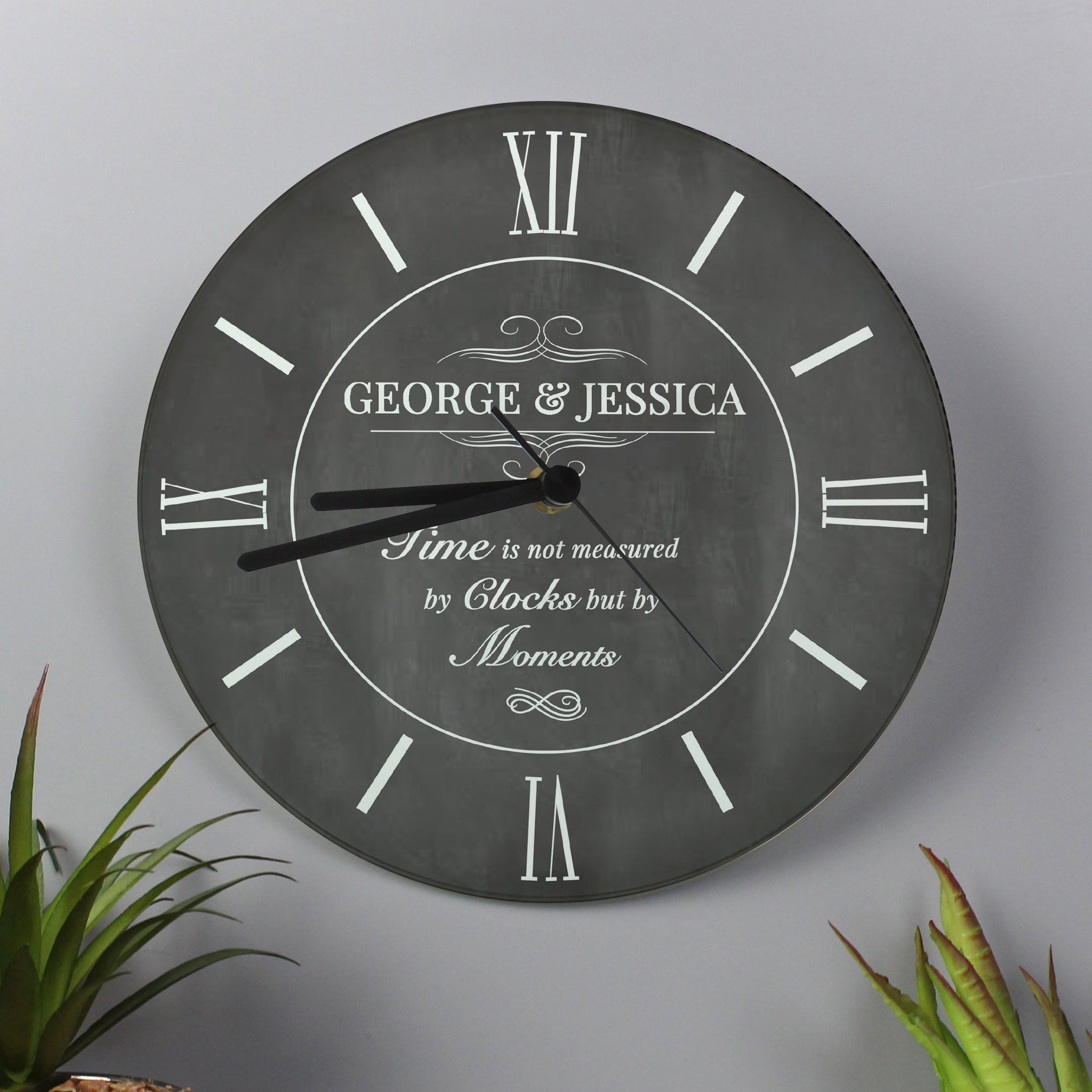 Personalised Measured In Moments Glass Clock: 1 - Clocks By Gift Moments