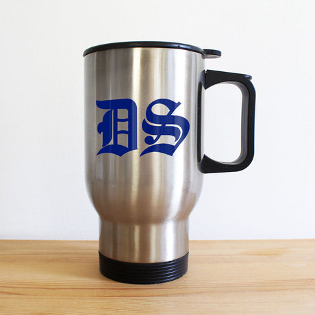 Personalised Medieval Initials Silver Travel Mug: 1 - Travel Mugs By Gift Moments