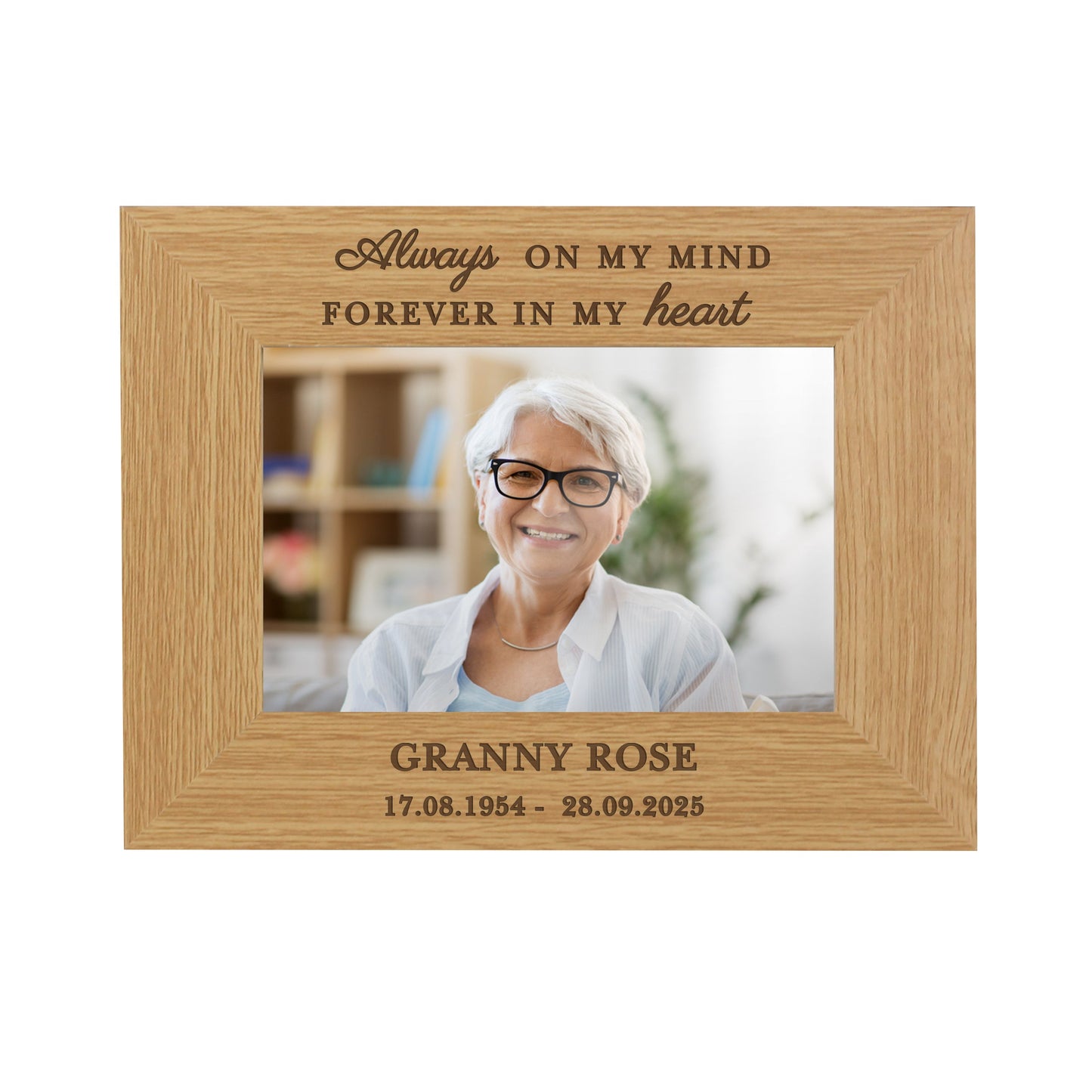 Personalised Memorial Always In My Heart 6x4 Wooden Photo Frame: 5 - Photo Frames By Gift Moments