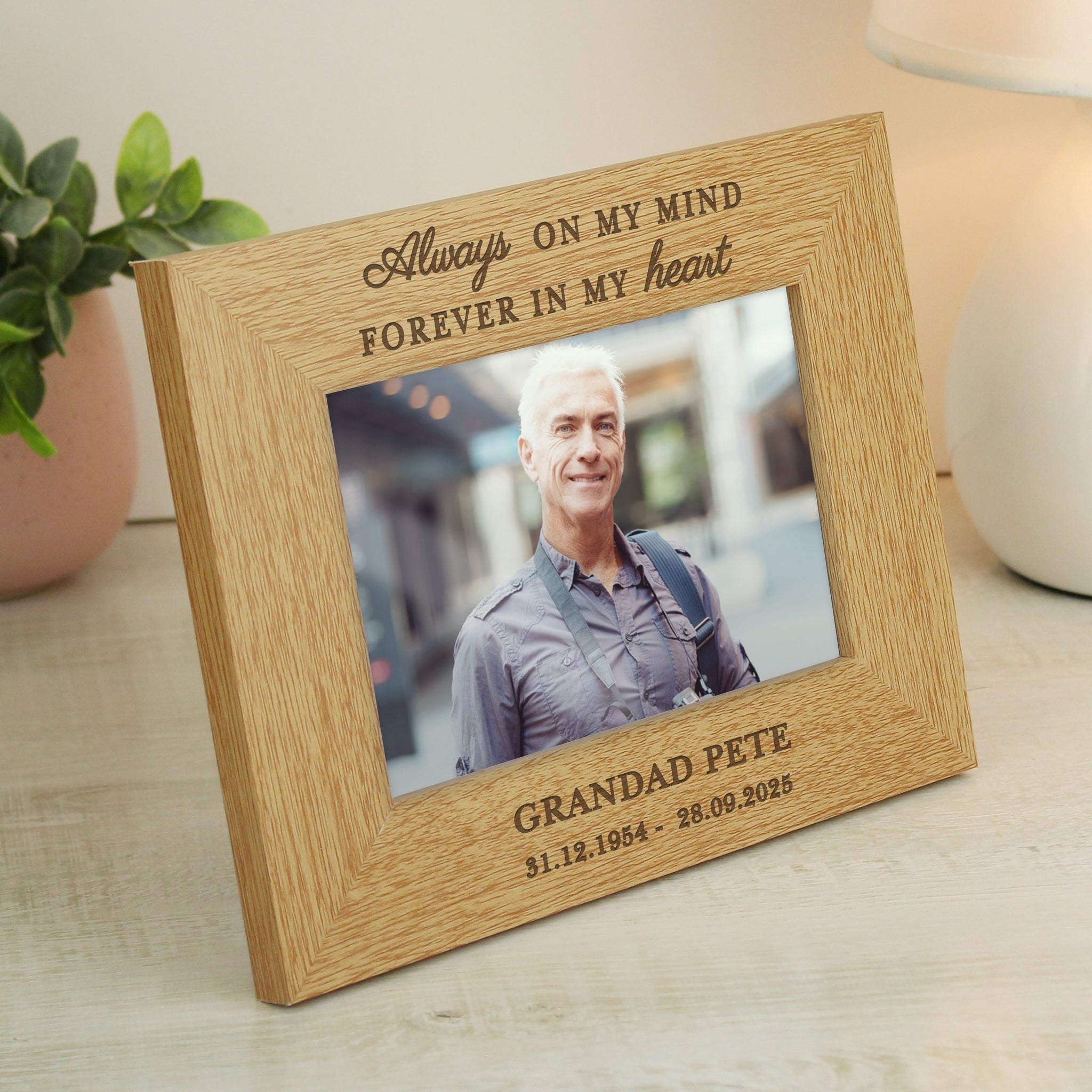 Personalised Memorial Always In My Heart 6x4 Wooden Photo Frame: 4 - Photo Frames By Gift Moments