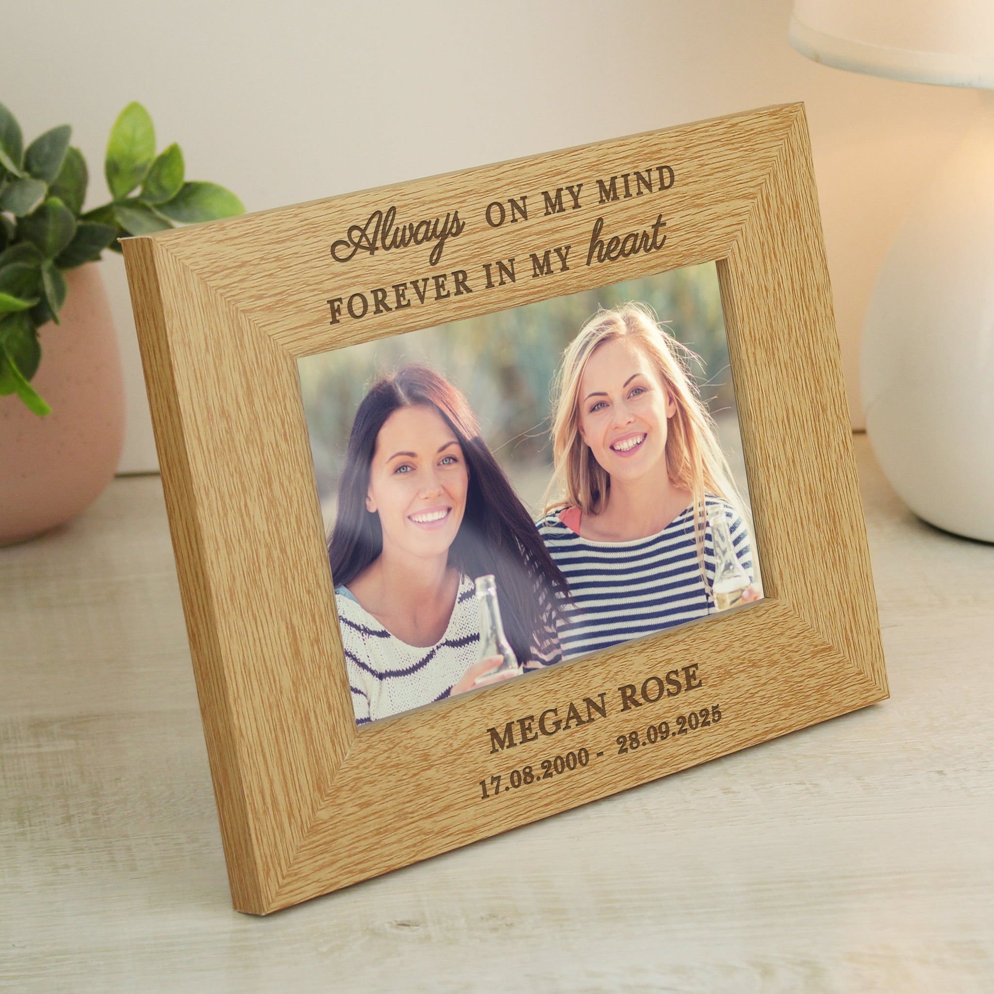 Personalised Memorial Always In My Heart 6x4 Wooden Photo Frame: 3 - Photo Frames By Gift Moments