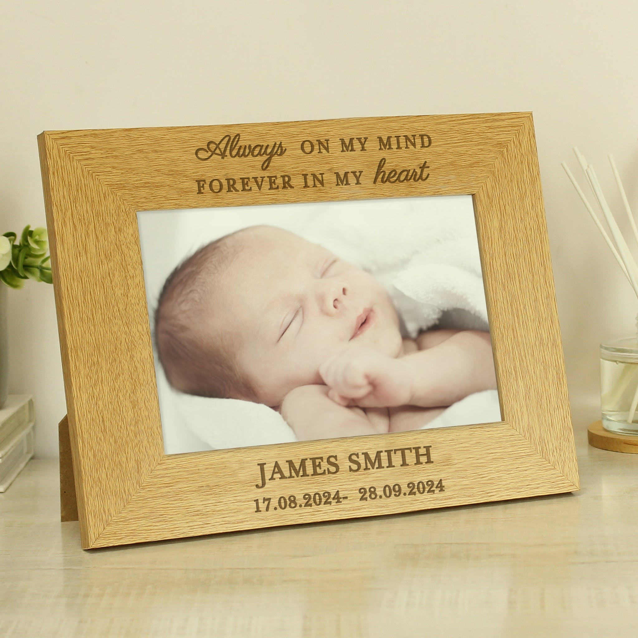 Personalised Memorial Always In My Heart 6x4 Wooden Photo Frame: 2 - Photo Frames By Gift Moments