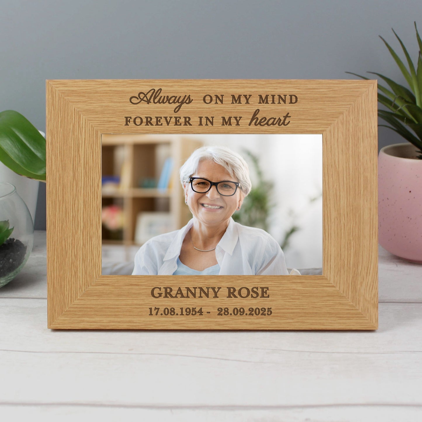 Personalised Memorial Always In My Heart 6x4 Wooden Photo Frame: 6 - Photo Frames By Gift Moments