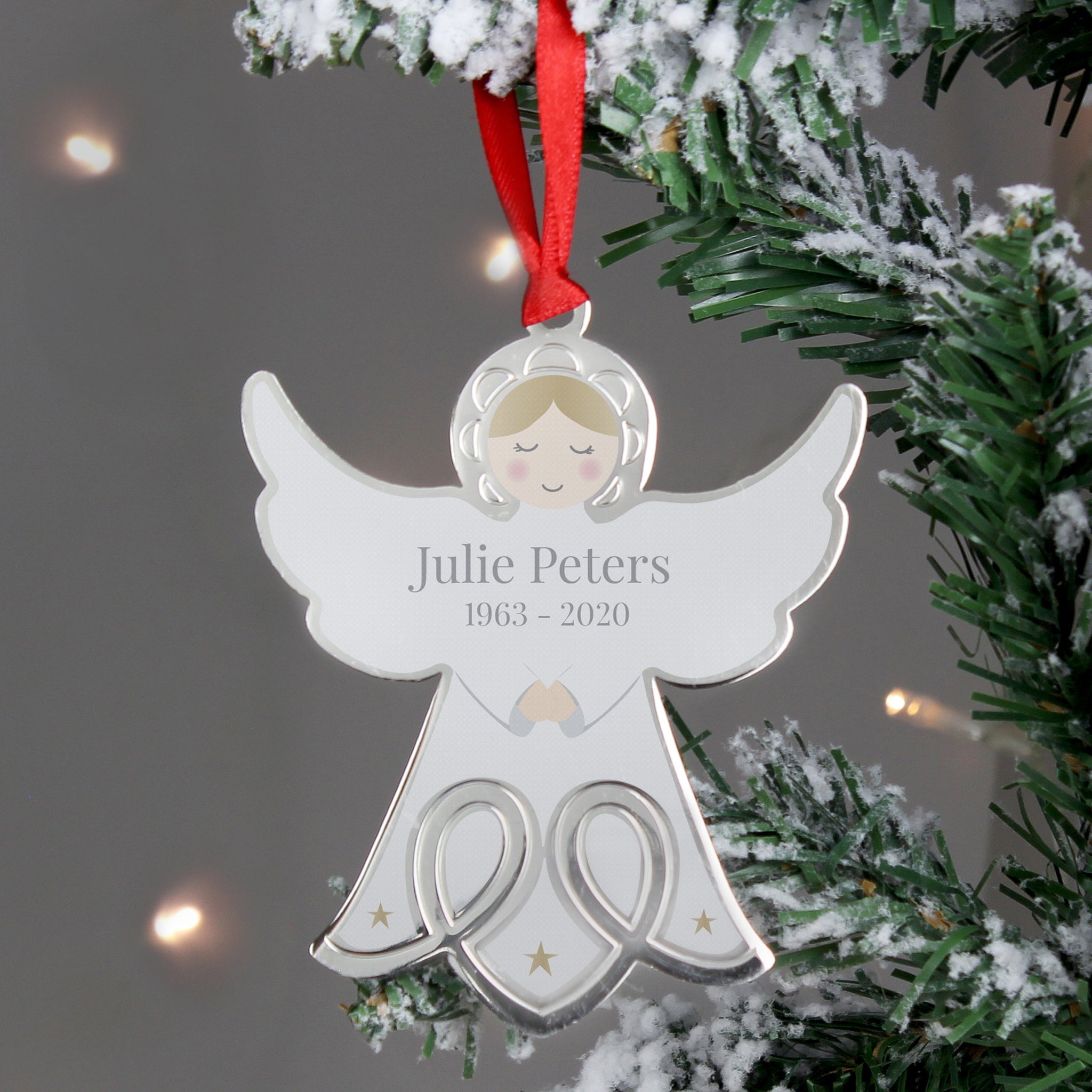 Personalised Memorial Angel Metal Decoration: 1 - Christmas Decorations By Gift Moments