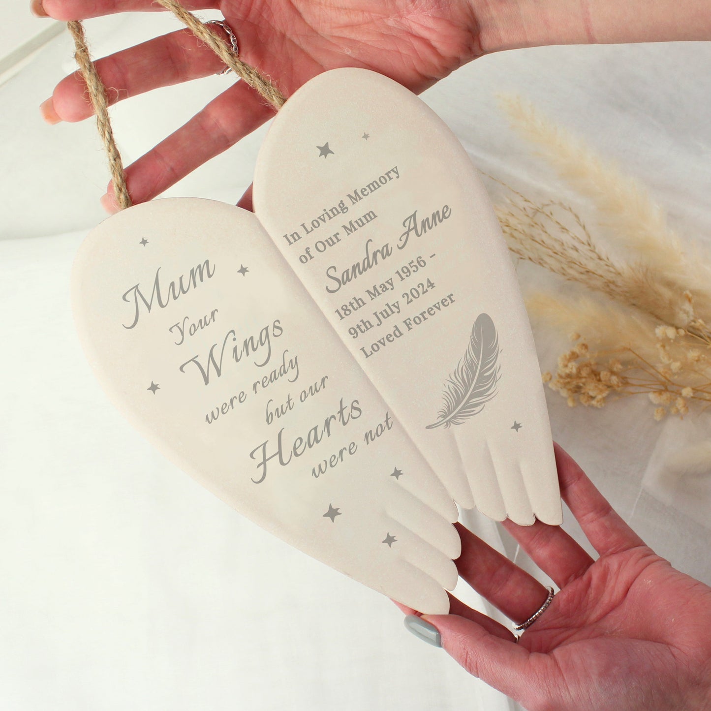 Personalised Memorial Angel Wings Hanging Ornament: 2 - Ornaments By Gift Moments