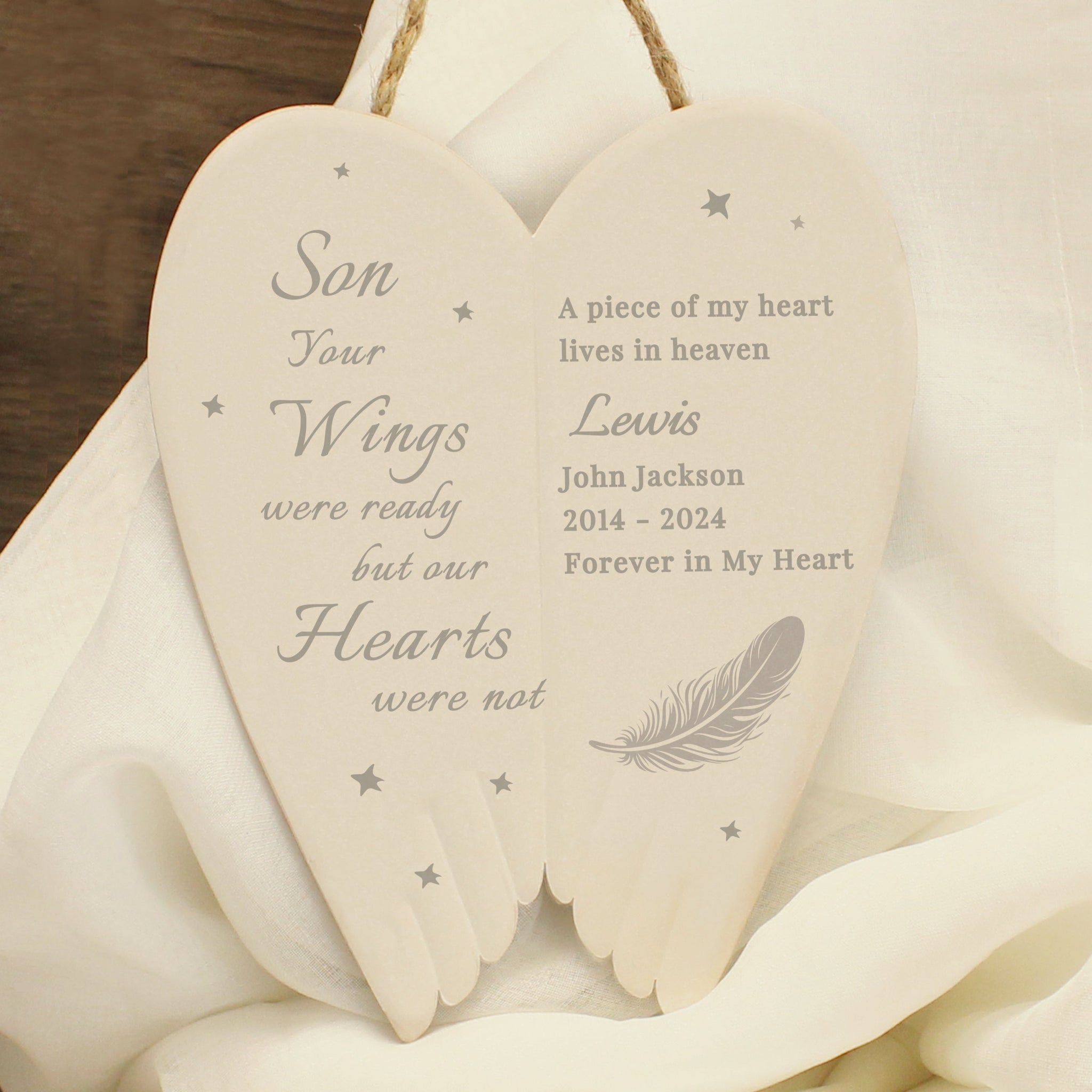 Personalised Memorial Angel Wings Hanging Ornament: 4 - Ornaments By Gift Moments