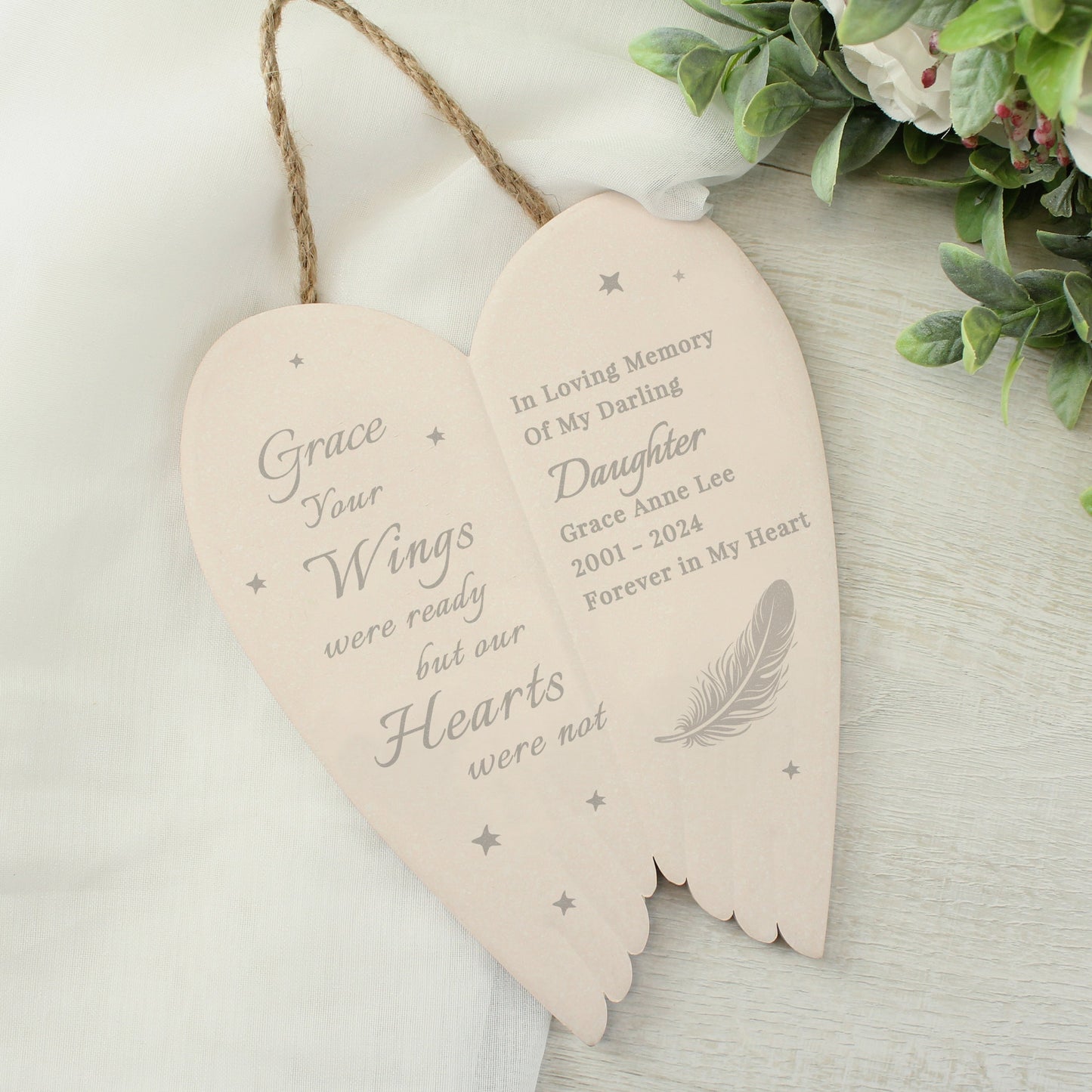 Personalised Memorial Angel Wings Hanging Ornament: 3 - Ornaments By Gift Moments