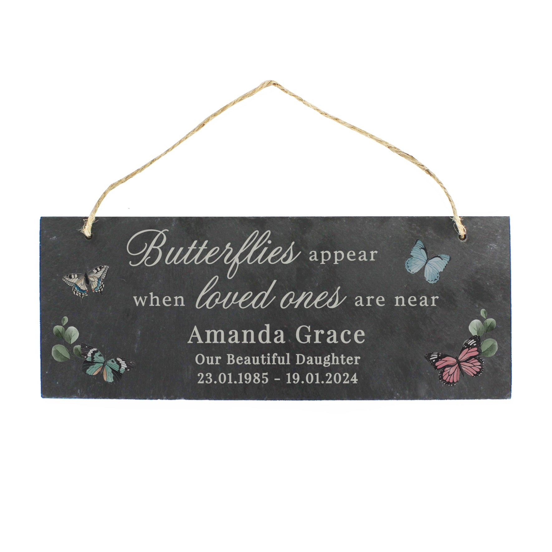 Personalised Memorial Butterflies Appear Slate Hanging Ornament: 4 - Signs & Plaques By Gift Moments