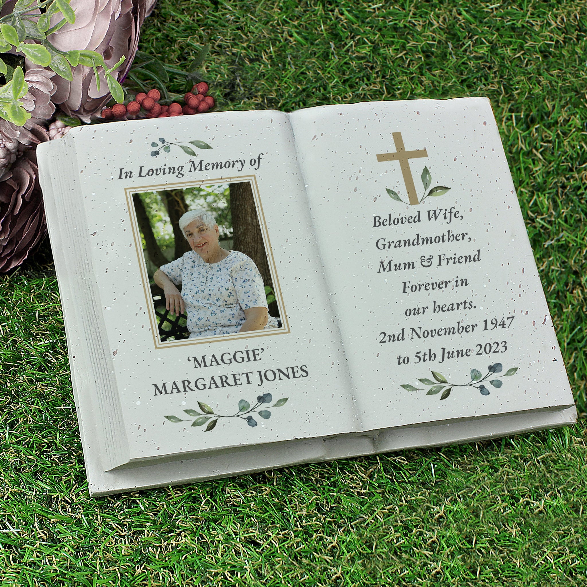 Personalised Memorial Cross Photo Upload Resin Book: 1 - Memorials By Gift Moments