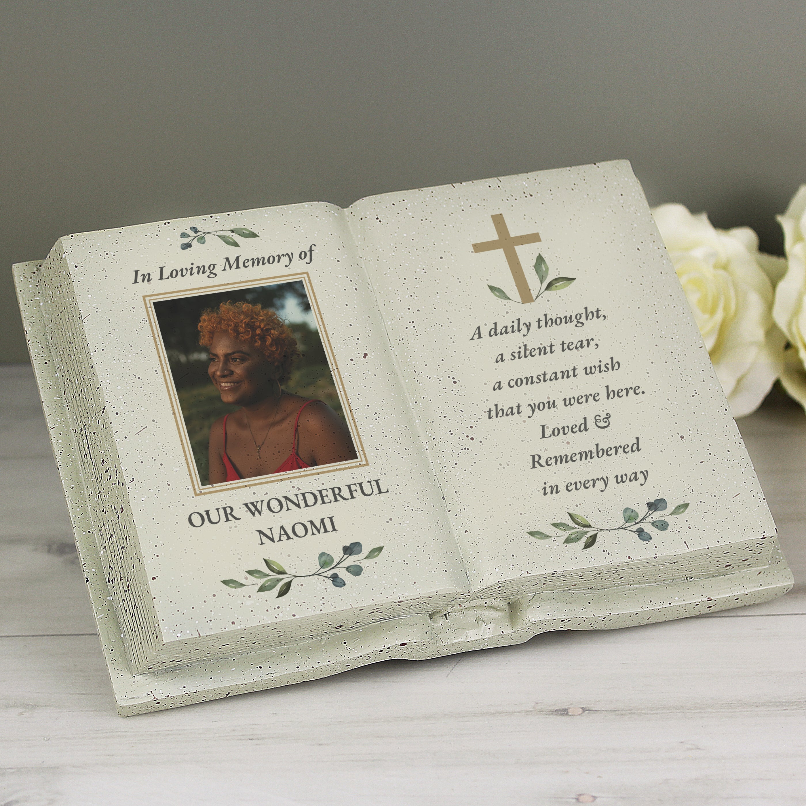 Personalised Memorial Cross Photo Upload Resin Book - Shop Memorials At Gift Moments - 2