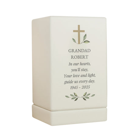 Personalised Memorial Cross Small Wooden Urn: 5 - Urns By Gift Moments