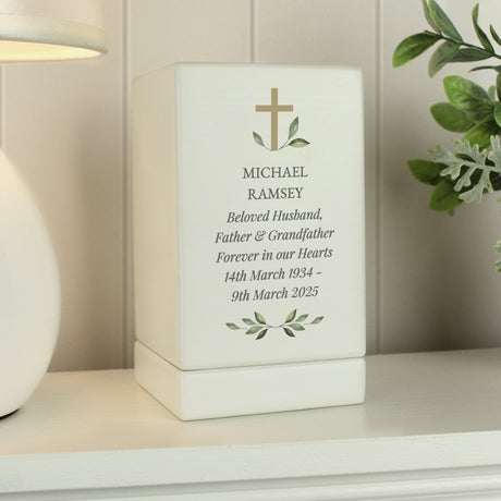 Personalised Memorial Cross Small Wooden Urn: 3 - Urns By Gift Moments