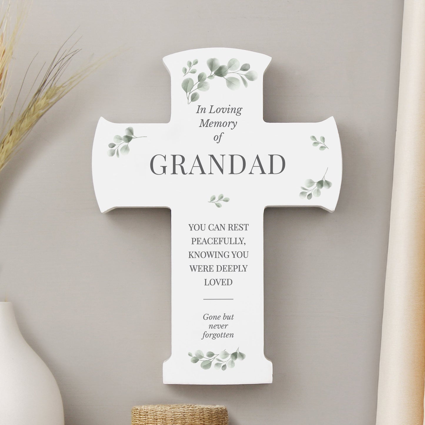 Personalised Memorial Cross Wooden Ornament: 6 - Ornaments By Gift Moments