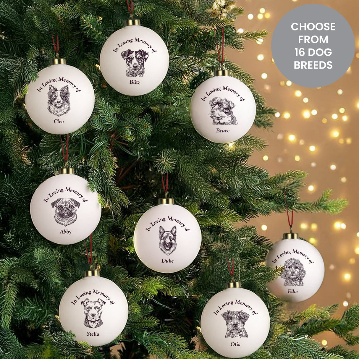 Personalised Memorial Dog Breed Bauble: 2 - Christmas Baubles By Gift Moments