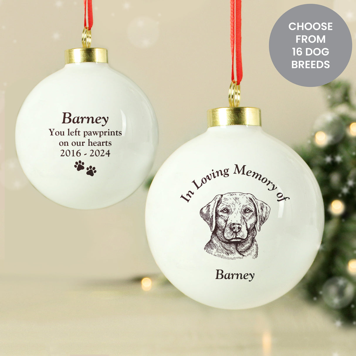 Personalised Memorial Dog Breed Bauble: 6 - Christmas Baubles By Gift Moments