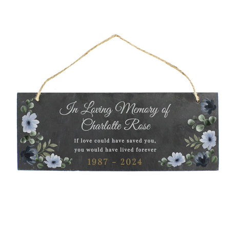 Personalised Memorial Floral Slate Hanging Ornament: 5 - Signs & Plaques By Gift Moments