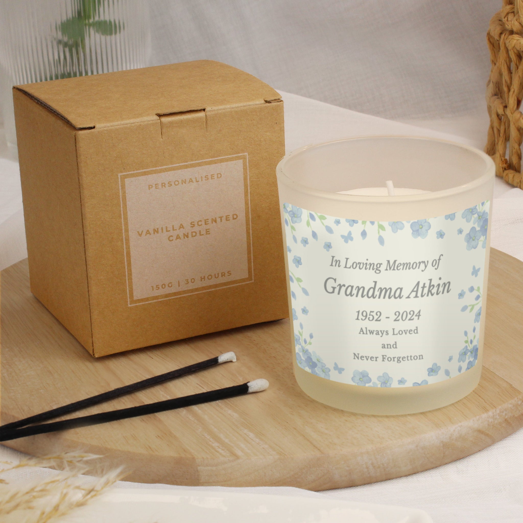 Personalised Memorial Forget Me Not Candle Jar: 1 - Candles By Gift Moments
