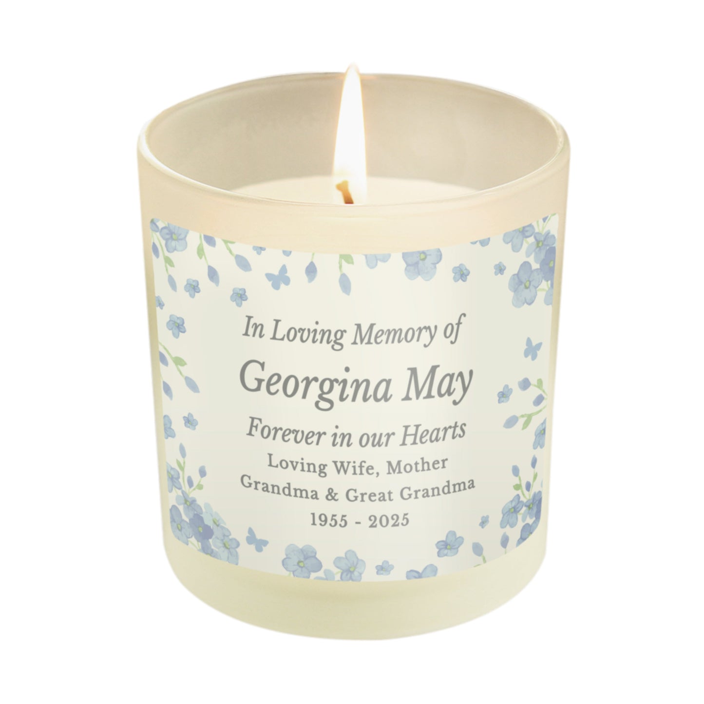 Personalised Memorial Forget Me Not Candle Jar: 5 - Candles By Gift Moments
