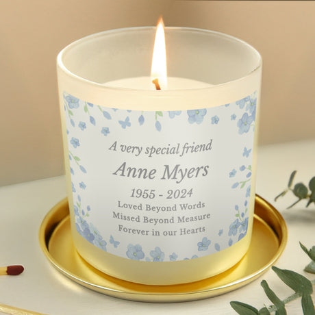 Personalised Memorial Forget Me Not Candle Jar: 4 - Candles By Gift Moments