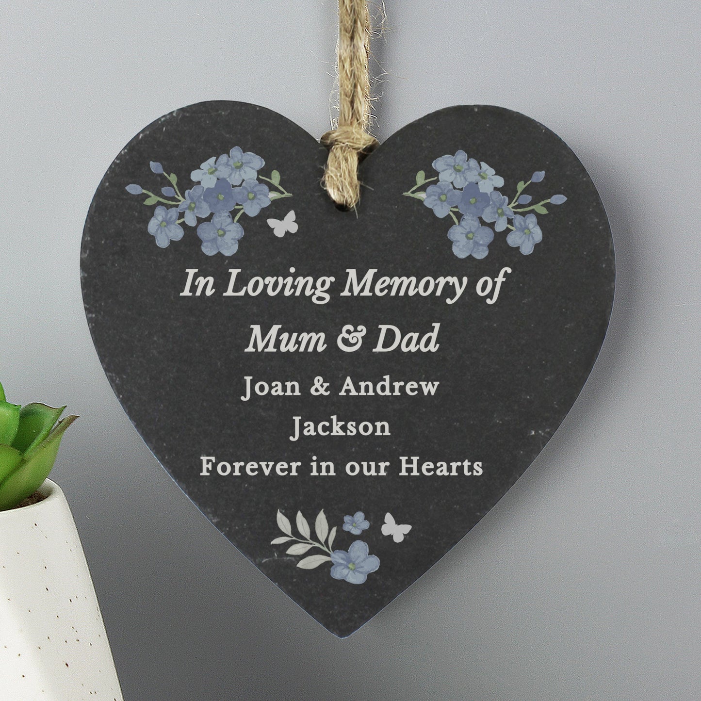 Personalised Memorial Forget Me Not Slate Heart: 4 - Decorations By Gift Moments