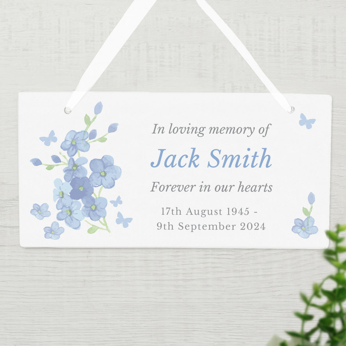 Personalised Memorial Forget Me Not Wooden Sign: 3 - Signs & Plaques By Gift Moments