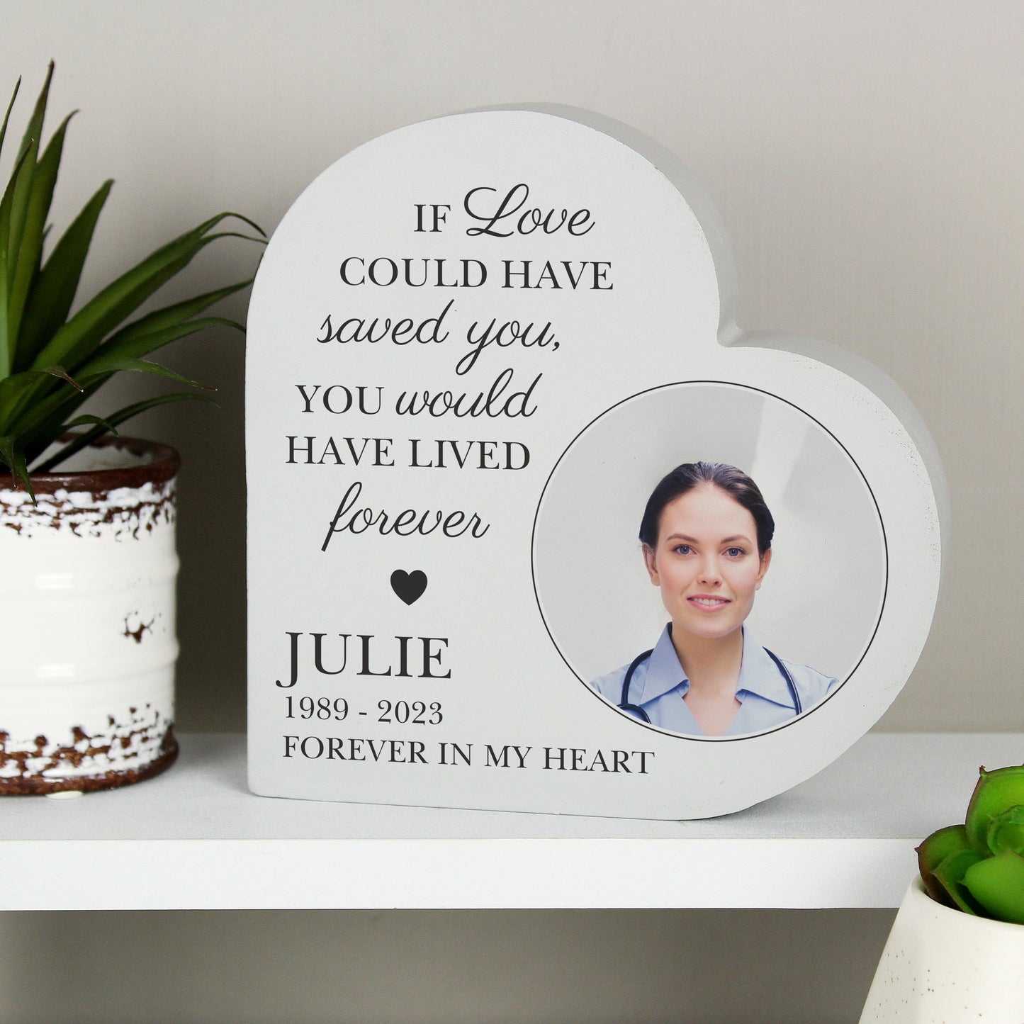 Personalised Memorial Photo Upload Free Standing Heart Ornament: 3 - Ornaments By Gift Moments