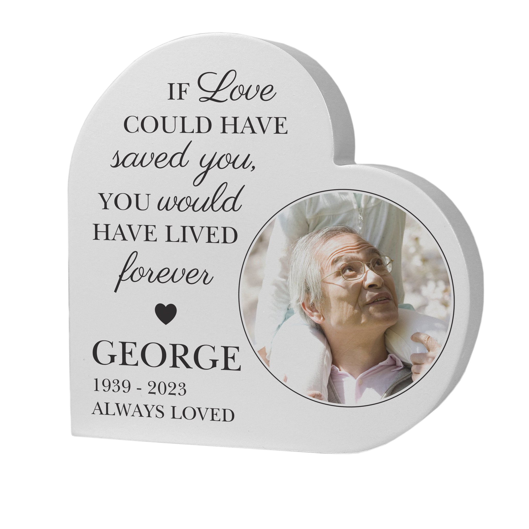 Personalised Memorial Photo Upload Free Standing Heart Ornament: 5 - Ornaments By Gift Moments