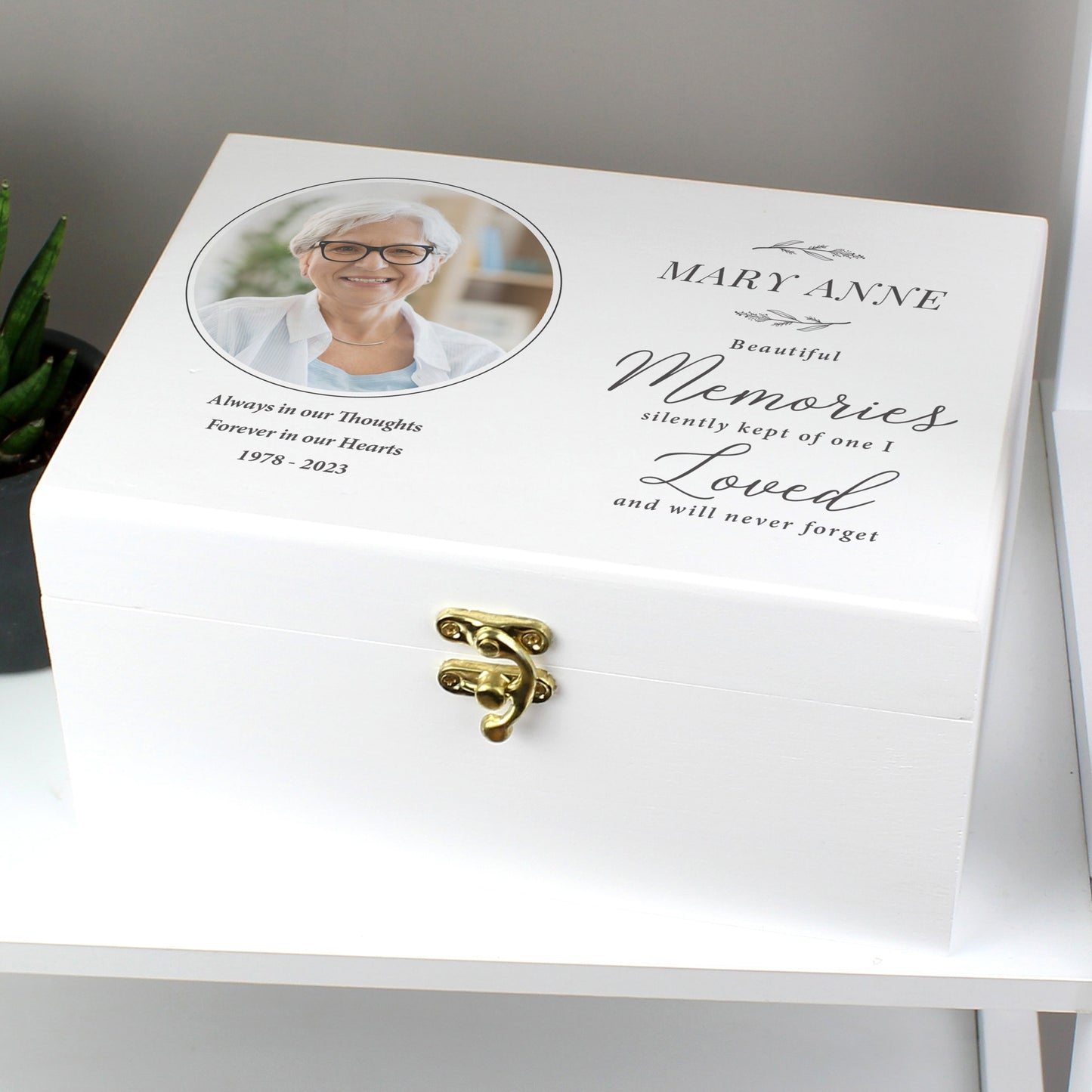Personalised Memorial Photo Upload White Wooden Box: 4 - Keepsake Boxes By Gift Moments