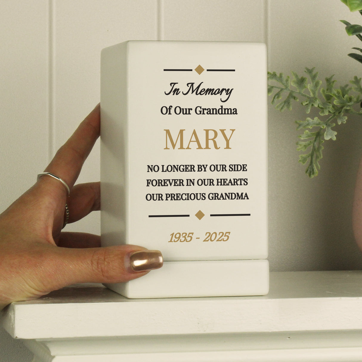 Personalised Memorial Small Wooden Urn: 4 - Urns By Gift Moments