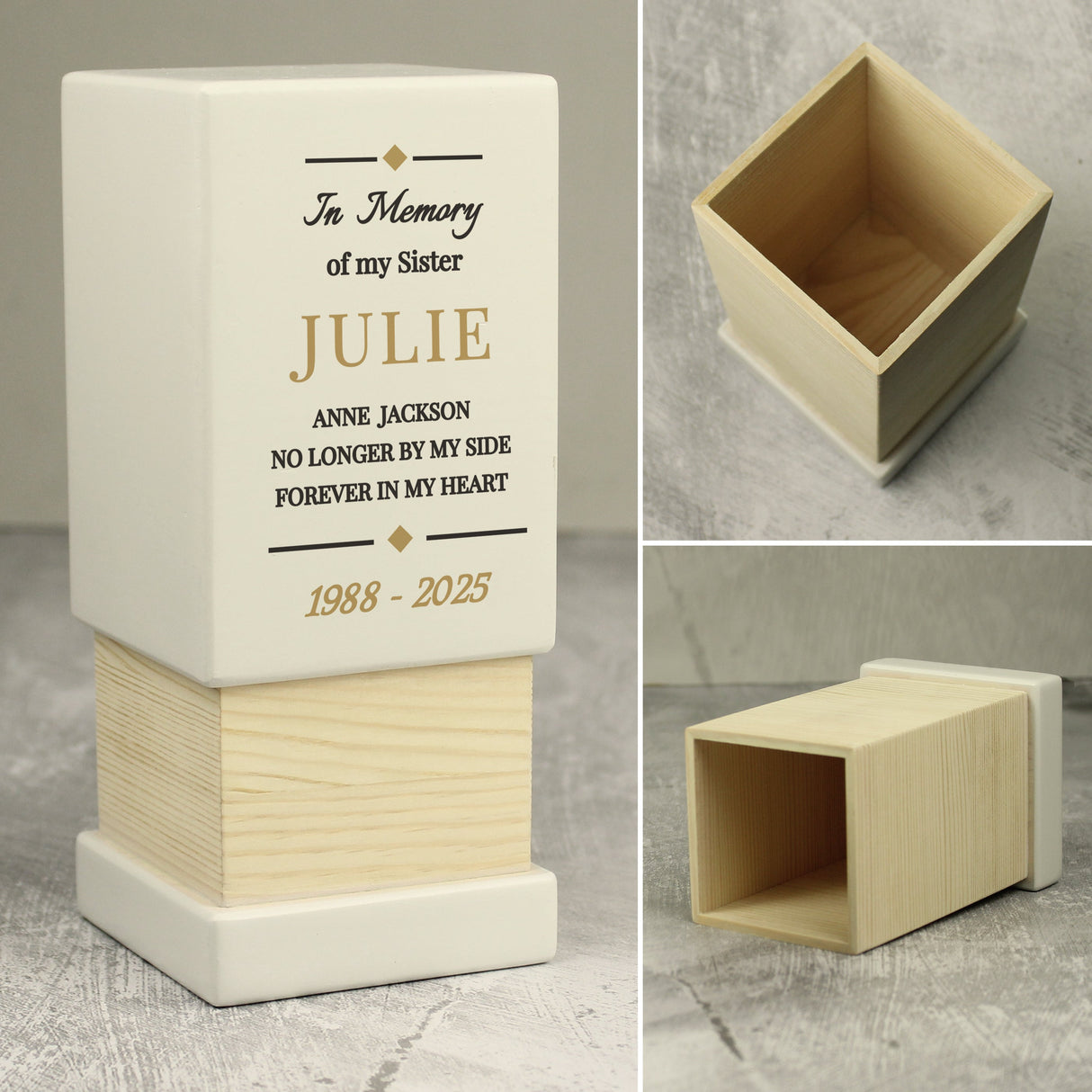 Personalised Memorial Small Wooden Urn: 6 - Urns By Gift Moments