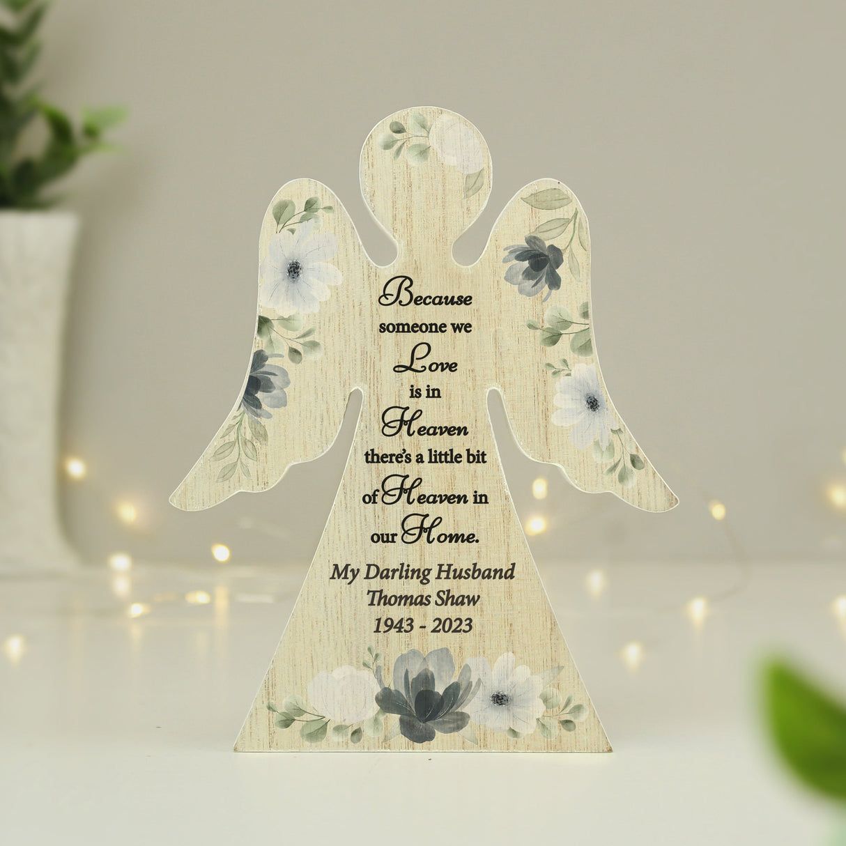 Personalised Memorial Wooden Angel Ornament: 2 - Ornaments By Gift Moments