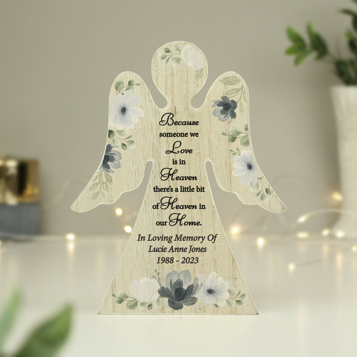 Personalised Memorial Wooden Angel Ornament: 3 - Ornaments By Gift Moments