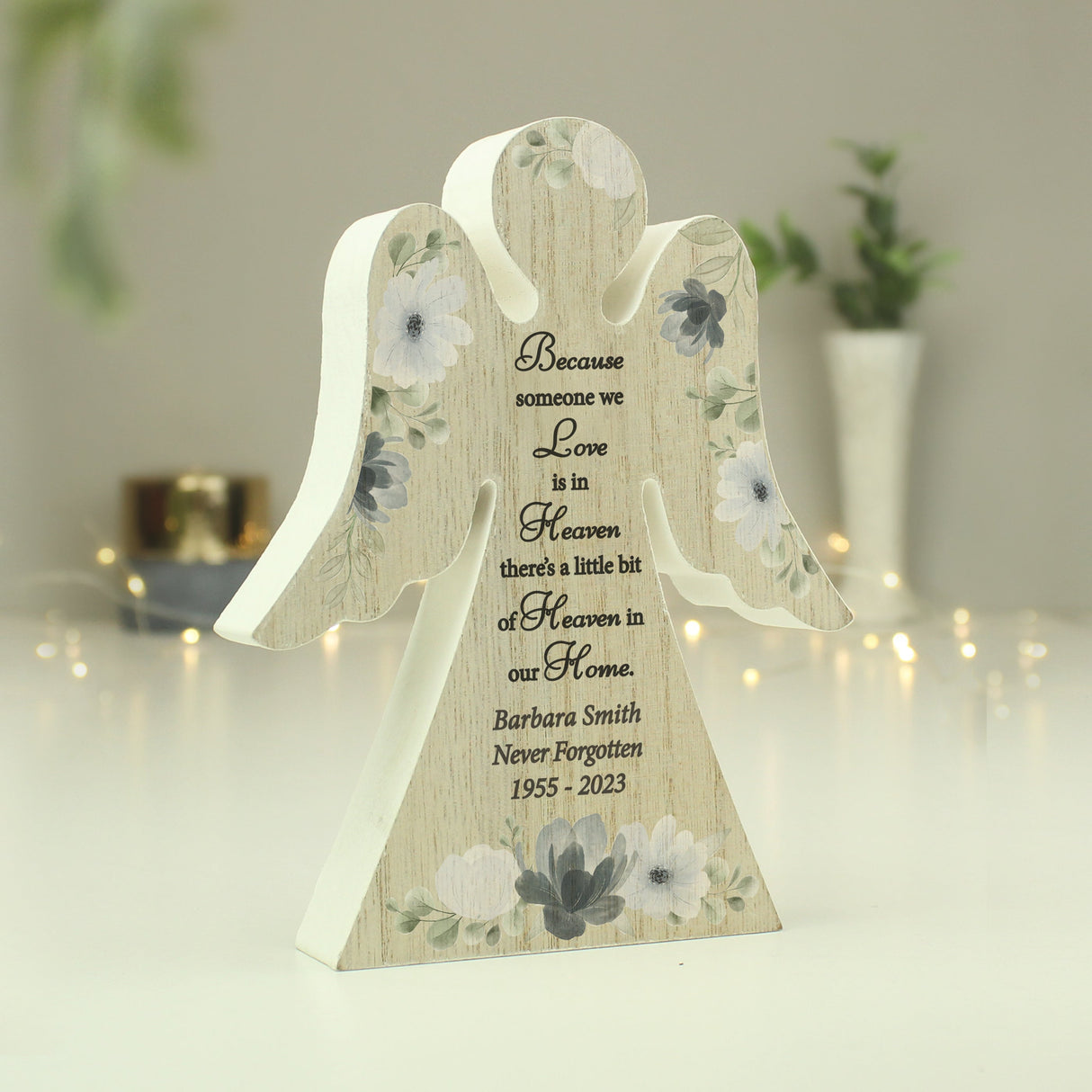 Personalised Memorial Wooden Angel Ornament: 1 - Ornaments By Gift Moments