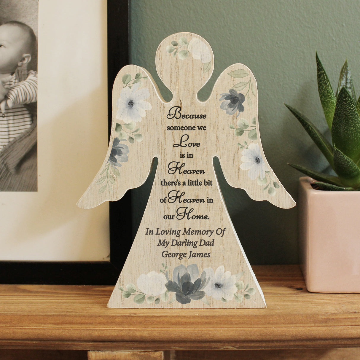 Personalised Memorial Wooden Angel Ornament: 7 - Ornaments By Gift Moments