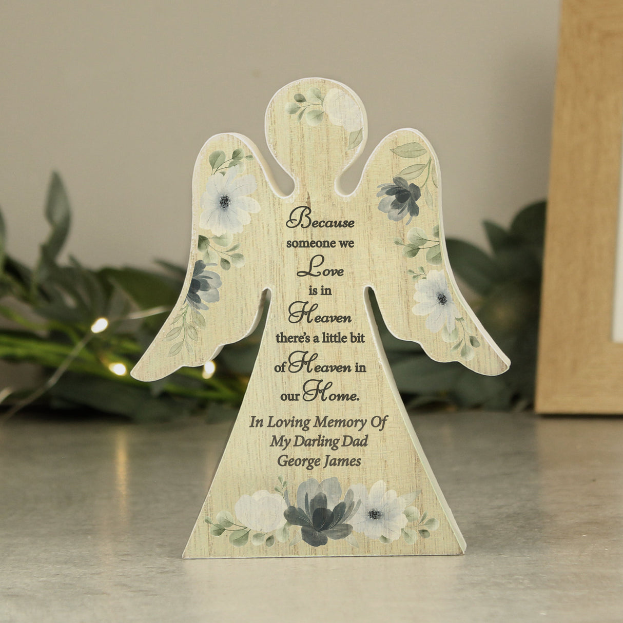 Personalised Memorial Wooden Angel Ornament: 4 - Ornaments By Gift Moments