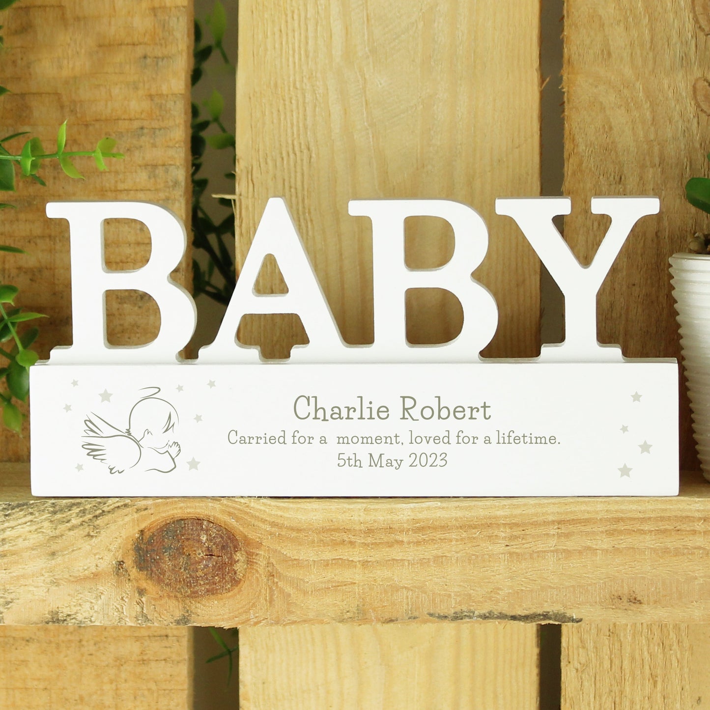 Personalised Memorial Wooden Baby Ornament: 2 - Ornaments By Gift Moments