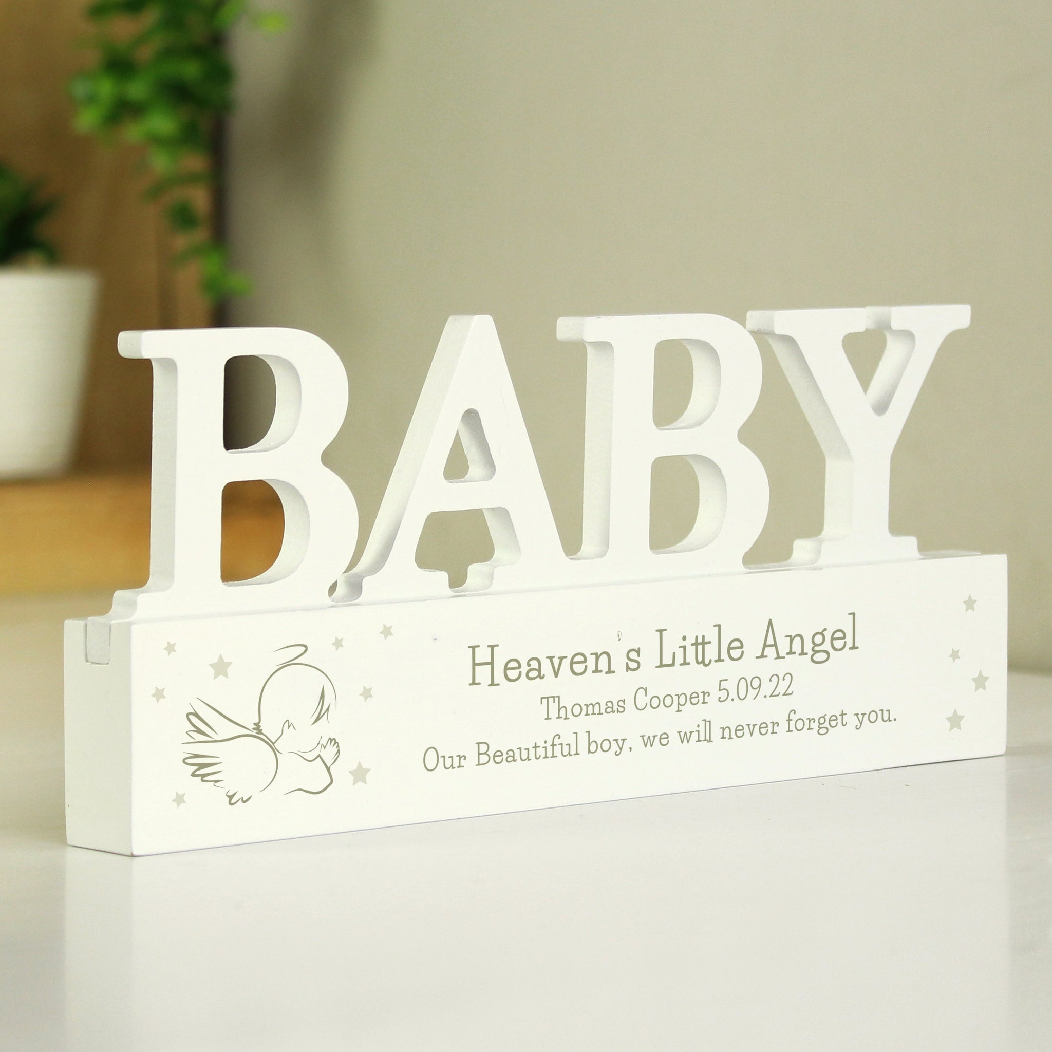 Personalised Memorial Wooden Baby Ornament: 4 - Ornaments By Gift Moments