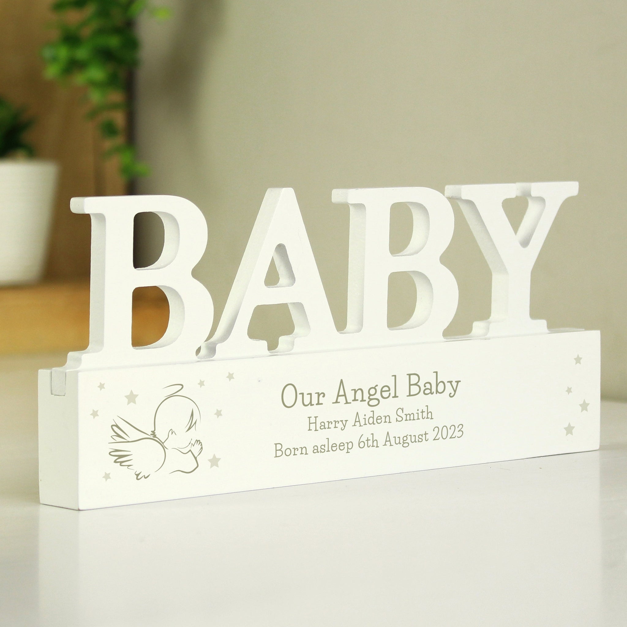 Personalised Memorial Wooden Baby Ornament: 3 - Ornaments By Gift Moments